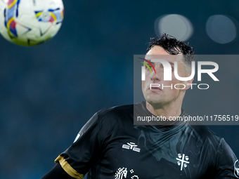 Nadir Zortea of Cagliari Calcio looks on during the Serie A Enilive match between SS Lazio and Cagliari Calcio at Stadio Olimpico on Novembe...