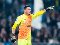 Simone Scuffet of Cagliari Calcio gestures during the Serie A Enilive match between SS Lazio and Cagliari Calcio at Stadio Olimpico on Novem...