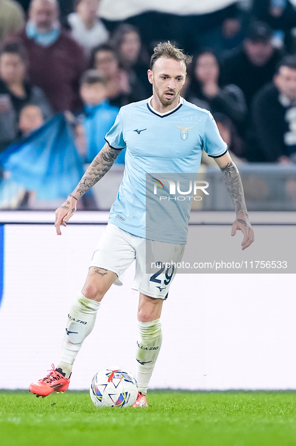 Manuel Lazzari of SS Lazio during the Serie A Enilive match between SS Lazio and Cagliari Calcio at Stadio Olimpico on November 4, 2024 in R...