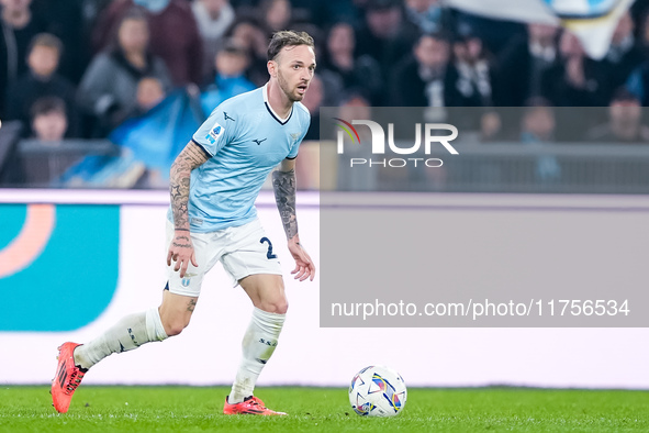 Manuel Lazzari of SS Lazio during the Serie A Enilive match between SS Lazio and Cagliari Calcio at Stadio Olimpico on November 4, 2024 in R...