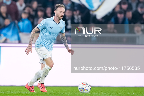 Manuel Lazzari of SS Lazio during the Serie A Enilive match between SS Lazio and Cagliari Calcio at Stadio Olimpico on November 4, 2024 in R...