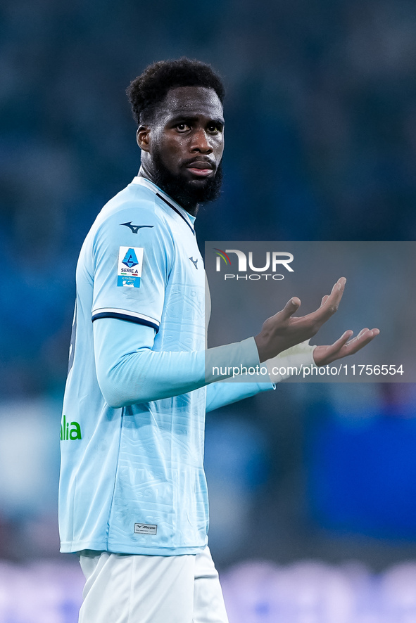 Boulaye Dia of SS Lazio gestures during the Serie A Enilive match between SS Lazio and Cagliari Calcio at Stadio Olimpico on November 4, 202...