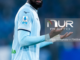 Boulaye Dia of SS Lazio gestures during the Serie A Enilive match between SS Lazio and Cagliari Calcio at Stadio Olimpico on November 4, 202...