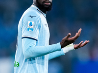 Boulaye Dia of SS Lazio gestures during the Serie A Enilive match between SS Lazio and Cagliari Calcio at Stadio Olimpico on November 4, 202...