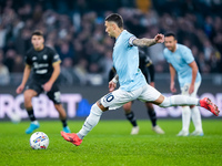 Mattia Zaccagni of SS Lazio scores second goal during the Serie A Enilive match between SS Lazio and Cagliari Calcio at Stadio Olimpico on N...