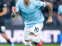 Mattia Zaccagni of SS Lazio celebrates after scoring second goal during the Serie A Enilive match between SS Lazio and Cagliari Calcio at St...