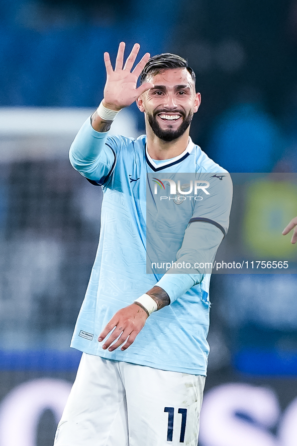 Taty Castellanos of SS Lazio gestures during the Serie A Enilive match between SS Lazio and Cagliari Calcio at Stadio Olimpico on November 4...