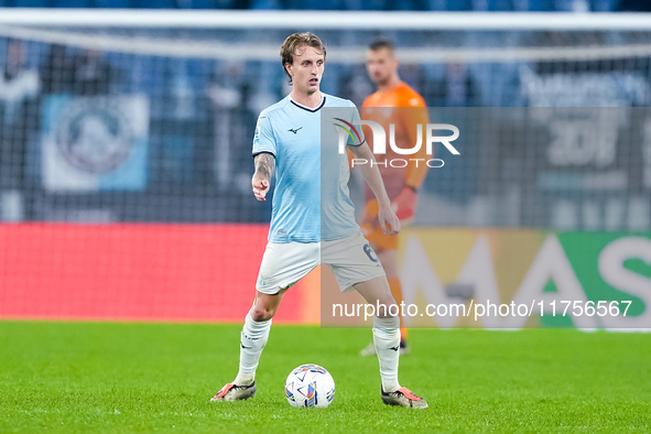 Nicolo' Rovella of SS Lazio during the Serie A Enilive match between SS Lazio and Cagliari Calcio at Stadio Olimpico on November 4, 2024 in...