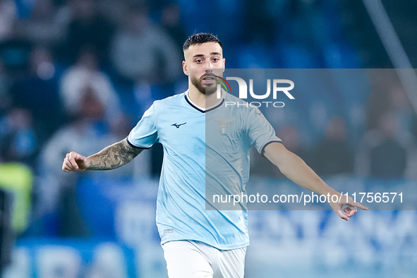 Mario Gila of SS Lazio gestures during the Serie A Enilive match between SS Lazio and Cagliari Calcio at Stadio Olimpico on November 4, 2024...