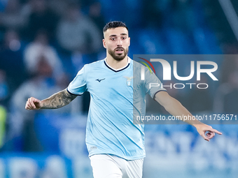 Mario Gila of SS Lazio gestures during the Serie A Enilive match between SS Lazio and Cagliari Calcio at Stadio Olimpico on November 4, 2024...