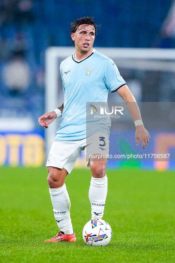 Luca Pellegrini of SS Lazio during the Serie A Enilive match between SS Lazio and Cagliari Calcio at Stadio Olimpico on November 4, 2024 in...