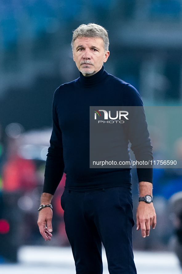 Marco Baroni head coach of SS Lazio looks on during the Serie A Enilive match between SS Lazio and Cagliari Calcio at Stadio Olimpico on Nov...