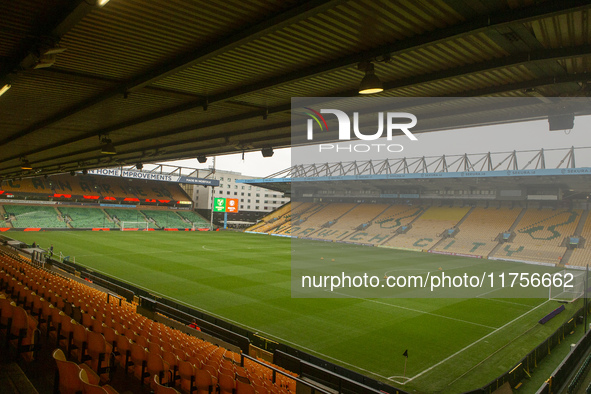 A general view of Norwich City Football Club stadium before the Sky Bet Championship match between Norwich City and Bristol City at Carrow R...