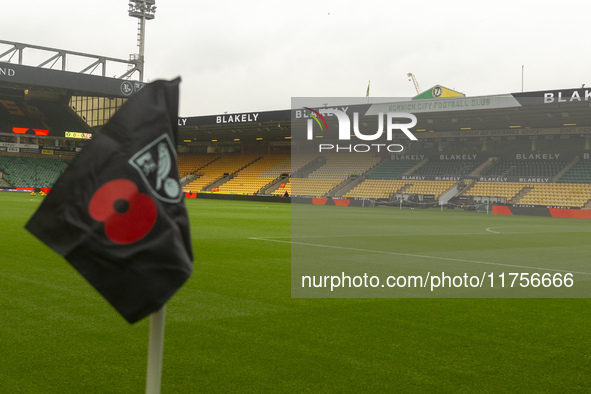 A general view of Norwich City Football Club stadium before the Sky Bet Championship match between Norwich City and Bristol City at Carrow R...