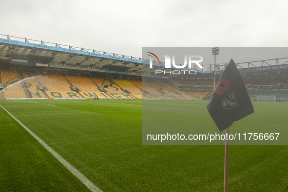 A general view of Norwich City Football Club stadium before the Sky Bet Championship match between Norwich City and Bristol City at Carrow R...