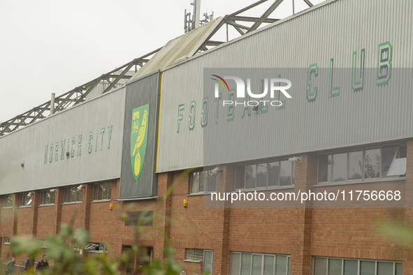 A general view of Norwich City Football Club stadium before the Sky Bet Championship match between Norwich City and Bristol City at Carrow R...