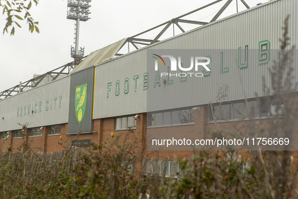 A general view of Norwich City Football Club stadium before the Sky Bet Championship match between Norwich City and Bristol City at Carrow R...