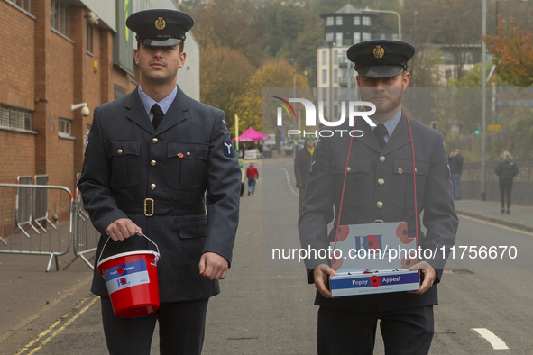 The Royal British Legion raises money for the Poppy Appeal before the Sky Bet Championship match between Norwich City and Bristol City at Ca...