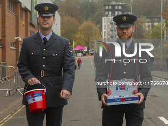 The Royal British Legion raises money for the Poppy Appeal before the Sky Bet Championship match between Norwich City and Bristol City at Ca...