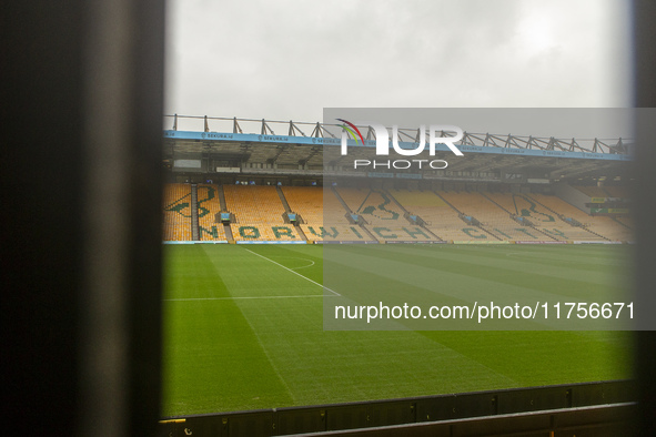 A general view of Norwich City Football Club stadium before the Sky Bet Championship match between Norwich City and Bristol City at Carrow R...