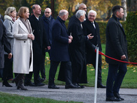 German President Frank-Walter Steinmeier, Berlin mayor Kai Wegner and pastor Thomas Jeutner attend the commemoration ceremony at Berlin Wall...