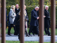 German President Frank-Walter Steinmeier, Berlin mayor Kai Wegner and pastor Thomas Jeutner attend the commemoration ceremony at Berlin Wall...