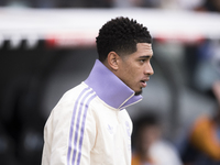 Jude Bellingham of Real Madrid participates in the La Liga 2024/25 match between Real Madrid and Osasuna at Santiago Bernabeu Stadium in Mad...