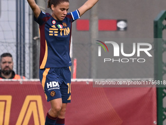 Manuela Giugliano of A.S. Roma Femminile celebrates Giada Greggi's goal for A.S. Roma Femminile, making the score 1-0, during the 9th day of...