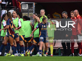 Giada Greggi of A.S. Roma Femminile celebrates after scoring the goal of 1-0 during the 9th day of the Serie A Femminile eBay Championship b...