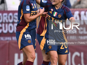 Giada Greggi of A.S. Roma Femminile celebrates after scoring the goal of 1-0 during the 9th day of the Serie A Femminile eBay Championship b...