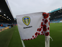 Remembrance corner flags are at Elland Road before the Sky Bet Championship match between Leeds United and Queens Park Rangers in Leeds, Uni...