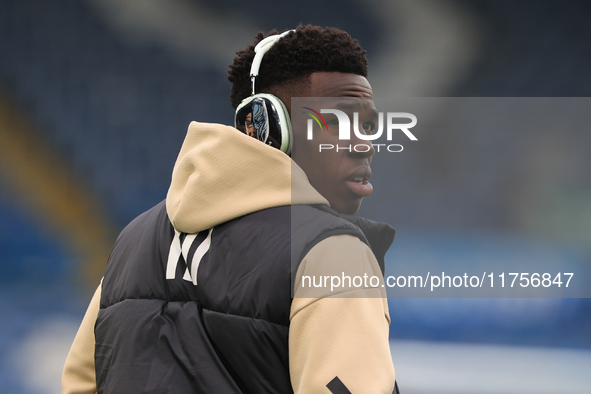 Willy Gnonto (Leeds United) wears Black Panther headphones before the Sky Bet Championship match between Leeds United and Queens Park Ranger...