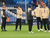 Sam Chambers (Leeds United) walks the pitch with Charlie Crew (Leeds United) before the Sky Bet Championship match between Leeds United and...