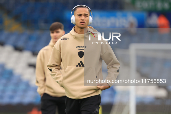 Mateo Joseph (Leeds United) stands before the Sky Bet Championship match between Leeds United and Queens Park Rangers at Elland Road in Leed...