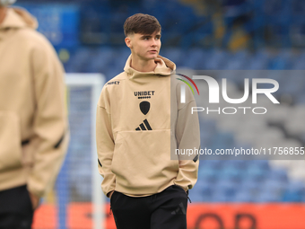 Charlie Crew (Leeds United) before the Sky Bet Championship match between Leeds United and Queens Park Rangers at Elland Road in Leeds, Unit...