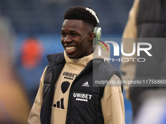 Wilfried Gnonto (Leeds United) wears Black Panther headphones before the Sky Bet Championship match between Leeds United and Queens Park Ran...