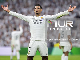 Jude Bellingham of Real Madrid CF celebrates his goal during the La Liga EA Sports 2024/25 football match between Real Madrid CF and CA Osas...