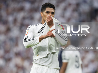 Jude Bellingham of Real Madrid CF celebrates his goal during the La Liga EA Sports 2024/25 football match between Real Madrid CF and CA Osas...