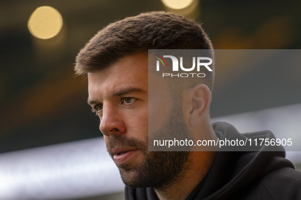 Grant Hanley of Norwich City arrives prior to the Sky Bet Championship match between Norwich City and Bristol City at Carrow Road in Norwich...