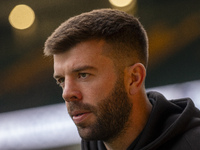 Grant Hanley of Norwich City arrives prior to the Sky Bet Championship match between Norwich City and Bristol City at Carrow Road in Norwich...