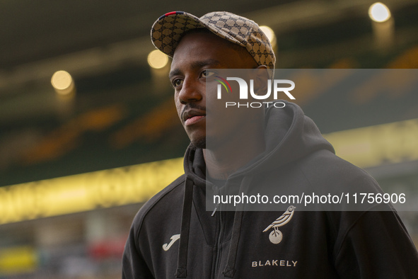 Jose Cordoba of Norwich City arrives before the Sky Bet Championship match between Norwich City and Bristol City at Carrow Road in Norwich,...