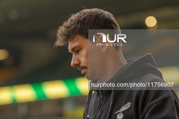 Christian Fassnacht of Norwich City arrives before the Sky Bet Championship match between Norwich City and Bristol City at Carrow Road in No...