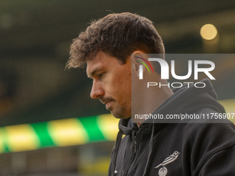 Christian Fassnacht of Norwich City arrives before the Sky Bet Championship match between Norwich City and Bristol City at Carrow Road in No...