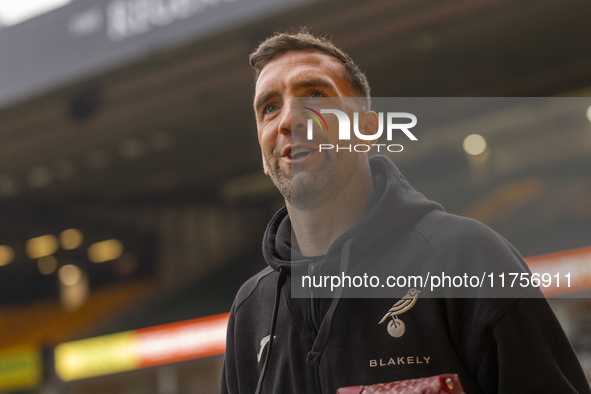 Shane Duffy of Norwich City arrives before the Sky Bet Championship match between Norwich City and Bristol City at Carrow Road in Norwich, E...