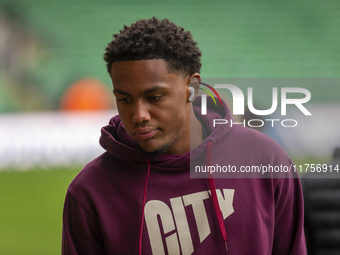 Fally Mayulu of Bristol City arrives before the Sky Bet Championship match between Norwich City and Bristol City at Carrow Road in Norwich,...