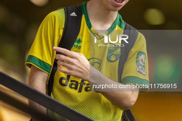 A Norwich City supporter shirt is displayed before the Sky Bet Championship match between Norwich City and Bristol City at Carrow Road in No...