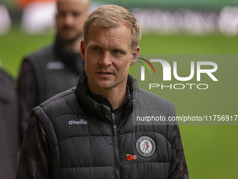 Bristol City Manager, Liam Manning, arrives before the Sky Bet Championship match between Norwich City and Bristol City at Carrow Road in No...