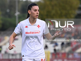 Martina Toniolo of A.C.F. Fiorentina participates in the 9th day of the Serie A Femminile eBay Championship between A.S. Roma and A.C.F. Fio...