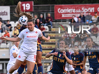 Frederikke Thogersen of A.S. Roma Femminile and Emma Snerle of A.C.F Fiorentina participate in the 9th day of the Serie A Femminile eBay Cha...