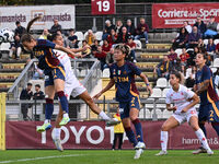 Emilie Haavi of A.S. Roma Femminile and Agnese Bonfantini of A.C.F Fiorentina compete during the 9th day of the Serie A Femminile eBay Champ...